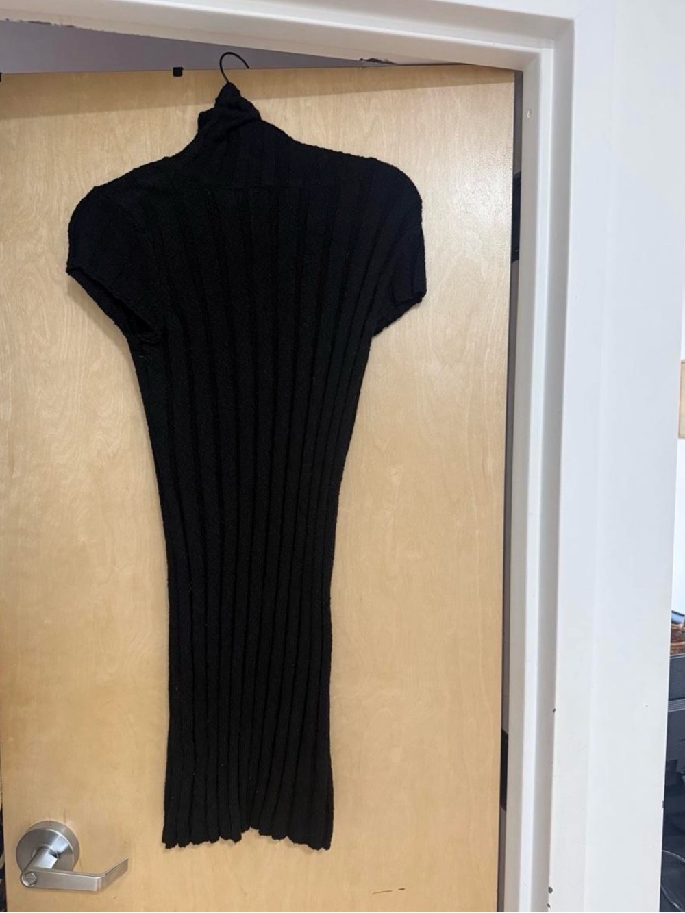 Free People Black Ribbed Knit Mini Dress